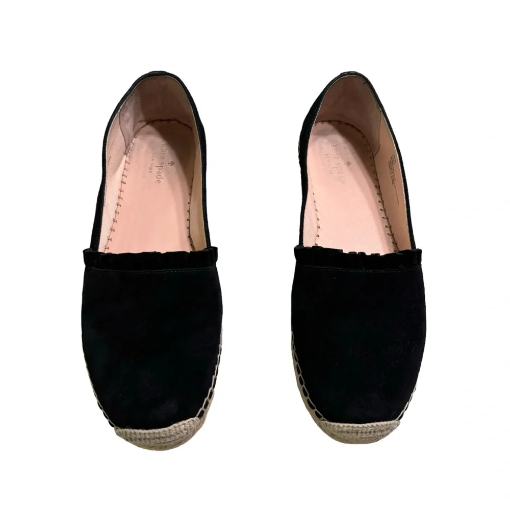 kate spade Black Suede Espadrille Flats